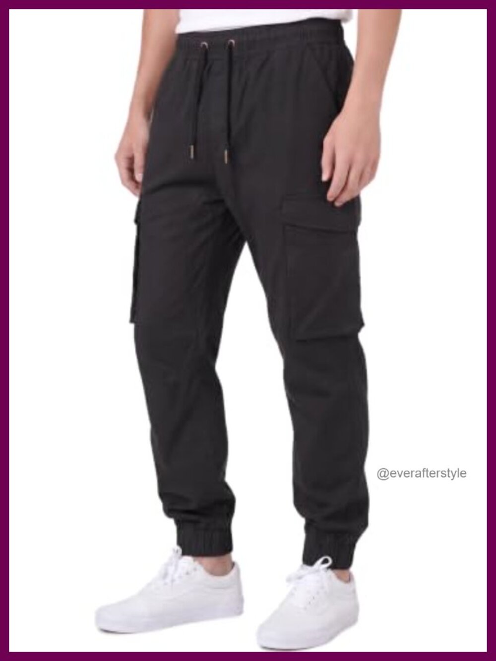 Men's Cotton Twill Cargo Joggers Tapered Work Pants